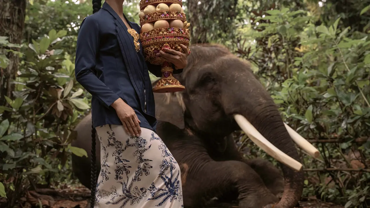 Ilustrasi potret Maudy Koesnaedi/menggah agung Gianyar, Bali