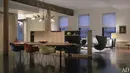 Manhattan - Pemeran film Romeo dan Juliet, Claire Danes, menuangkan gaya modern ke dalam ruang makannya. Tanpa dinding, pengelompokkan ruang diciptakan melalui drop ceiling, balok kayu pada plafon, dan kabinet.(architecturaldigest.com)
