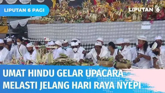 Jelang Hari Raya Nyepi, ratusan umat Hindu mengikuti Upacara Melasti di Pantai Padang Galak, Denpasar, Bali. Upacara Melasti bermakna penyucian alam semesta atau disebut Bhuana Agung, dan penyucian umat manusia atau Bhuana Alit.