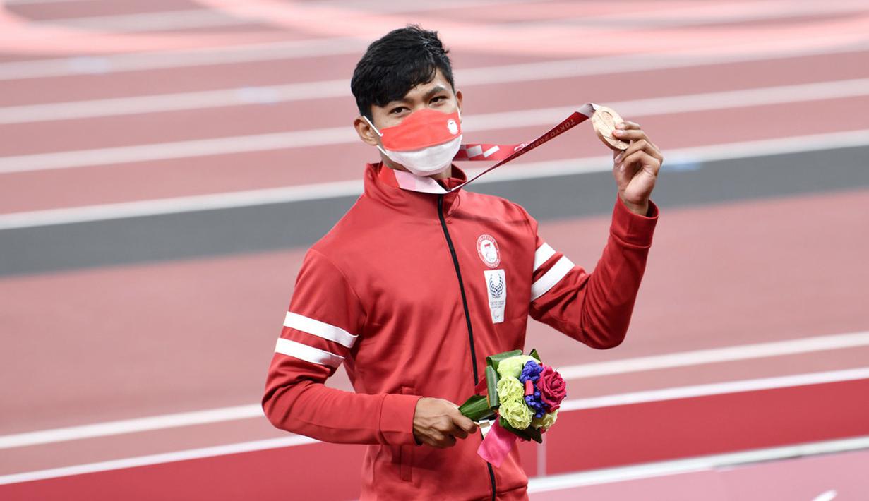 Tampil di Stadion Nasional Tokyo, Sapto Yogo mencatatkan waktu 11,31 pada laga final. Catatan waktu itu sudah cukup mengantarnya menyabet medali perunggu. (Foto: Dok NPC Indonesia)