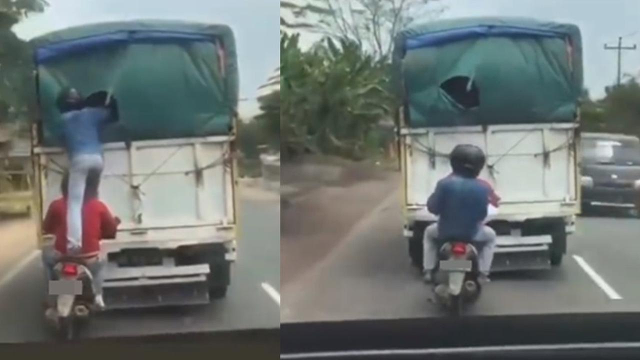 Aksi bajing loncat (Instagram/@dashcamindonesia)