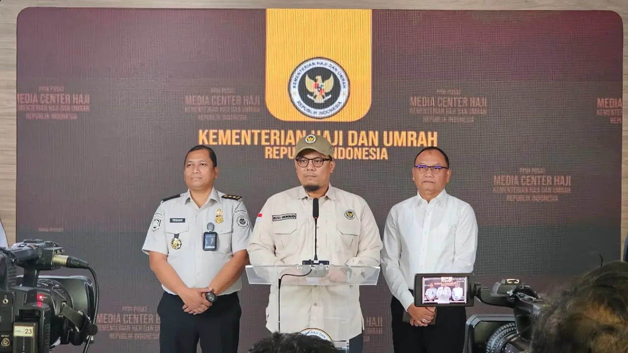 Jumpa pers harian Kementerian Haji dan Umrah, Jumat (8/5/2026).