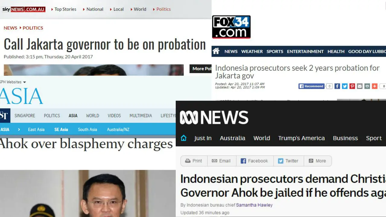 Beberapa media asing yang menyoroti sidang tuntutan Ahok. (Berbagai Sumber)