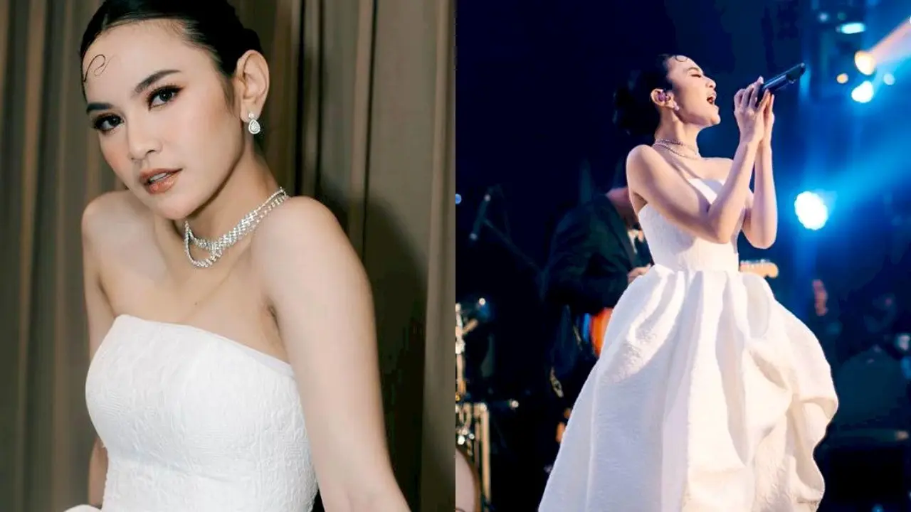 6 Potret Tampilan Mahalini Bergaun Putih bak White Swan saat Tampil di Acara Pernikahan