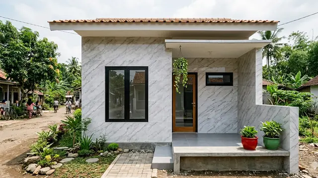 Inspirasi Gambar Rumah Minimalis Dinding Keramik di Desa
