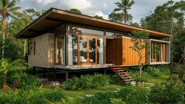 Model Rumah Desa dengan Atap Miring Satu Arah