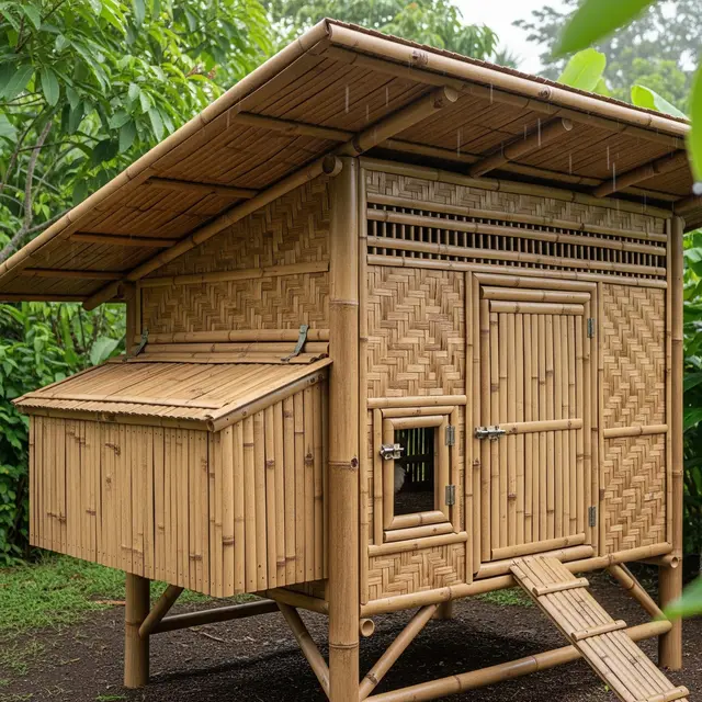 Kandang Ayam Bambu Murah tapi Modern untuk Ternak Rumahan Modal Kecil (Image by Gemini AI)