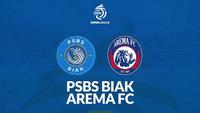 Ilustrasi prediksi PSBS Biak Vs Arema FC di BRI Liga 1 2025/2026. (Bola.com/Gemini AI/Gregah Nurikhsani)