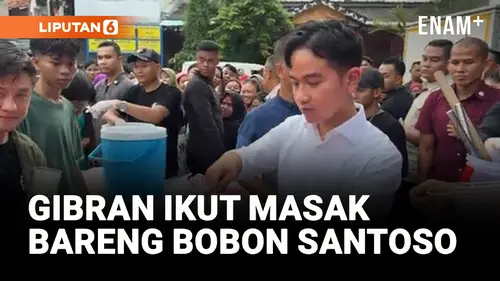 VIDEO: Sambil Hujan-hujanan, Gibran Ikut Masak di Acara Bobon Santoso