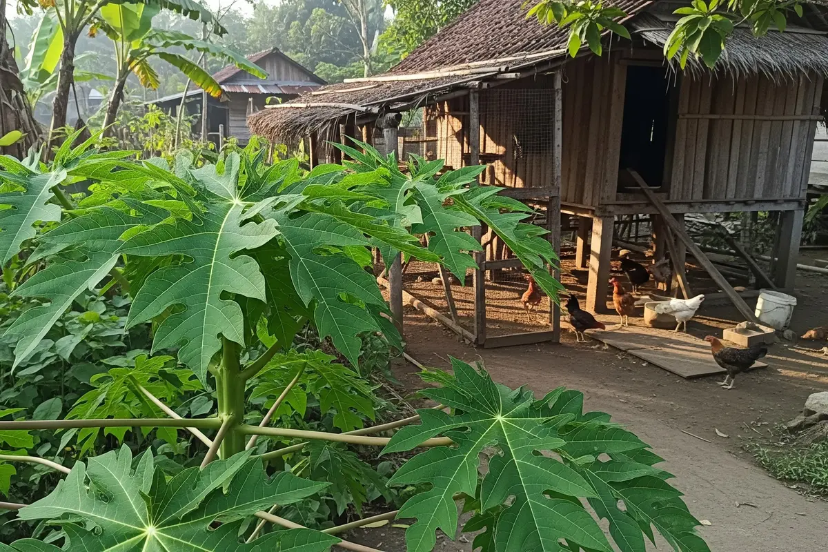 Pohon Pepaya, Tanaman yang Cocok Ditanam Dekat Kandang Ayam Kampung/Gemini AI
