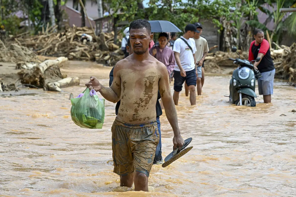 Banjir Sumatera: Penampakan Tumpukan Kayu Gelondongan di Desa Tukka Tapanuli Tengah