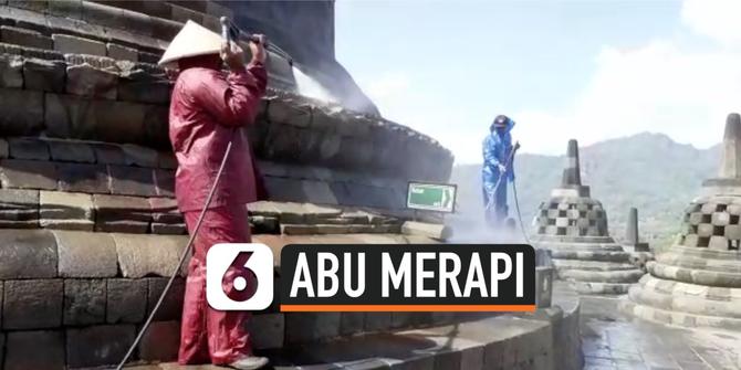 VIDEO: Batuan Candi Borobudur Tertutup Abu Erupsi Merapi