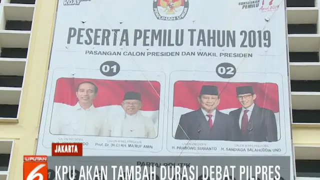 KPU Akan Tambah Durasi pada Debat Kedua Pilpres 2019