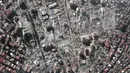 Gambar Citra satelit menunjukkan ikhtisar kerusakan bangunan yang luas dan pemindahan puing-puing di Kahramanmaras, Turki, Senin, 13 Februari 2023. Terdapat kerusakan signifikan pada infrastruktur penting di seluruh wilayah tersebut. (Satellite image ©2023 Maxar Technologies via AP)