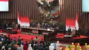 Terdapat 128 anggota MPR yang absen dalam sidang tahunan menjelang peringatan Hari Ulang Tahun (HUT) Ke-80 Republik Indonesia. (BAY ISMOYO/AFP/POOL)
