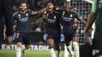 Real Madrid meraih kemenangan 1-0 atas Celta Vigo pada laga pekan ketiga La Liga di&nbsp;Abanca-Balaidos, Sabtu (26/8/2023) dini hari WIB. Gol tunggal Madrid disarangkan Jude Bellingham. (AFP/Miguel Riopa)