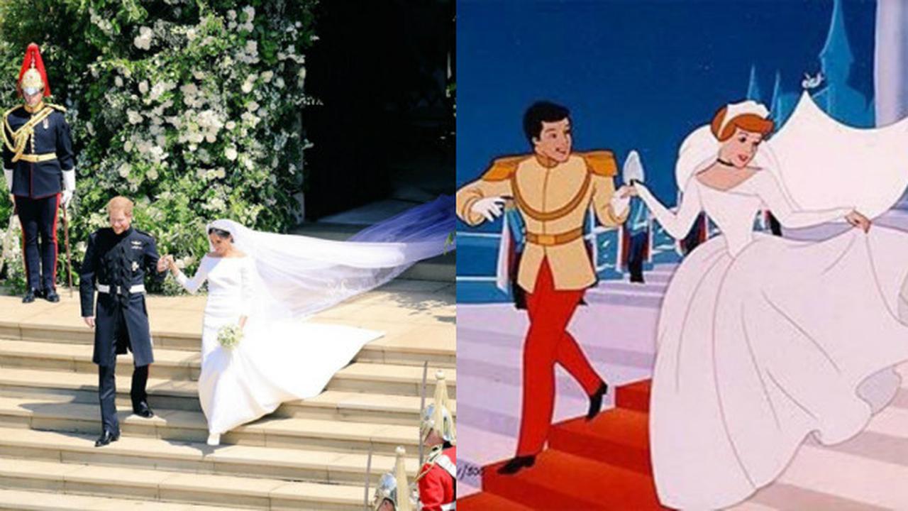 Kemiripan penutup kepala dan momen menuruni tangga.