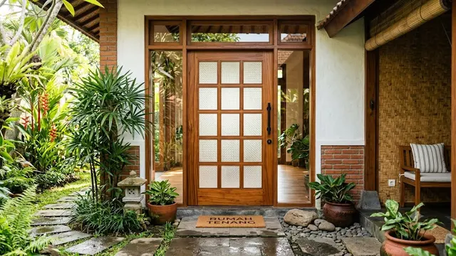Model Pintu Rumah Japandi dengan Material Lokal