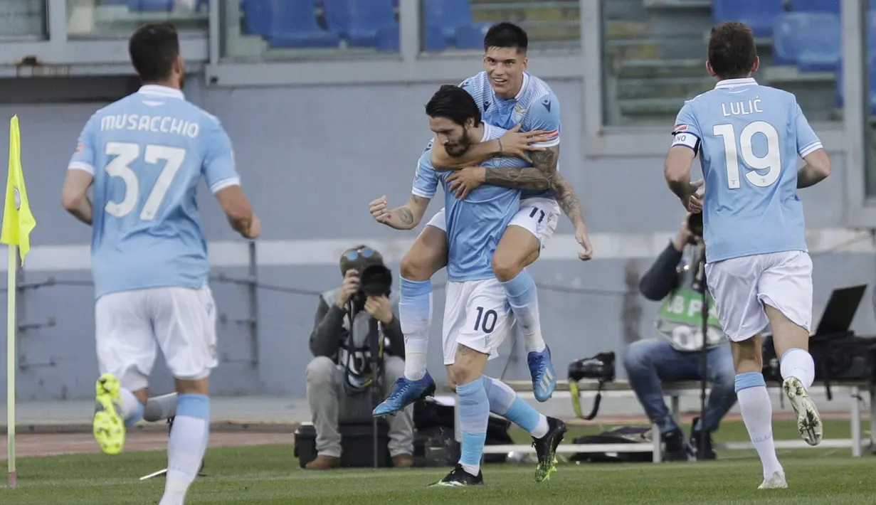 Kemenangan ini menggeser sementara posisi Juventus dan mengangkat Lazio ke posisi empat dengan 43 poin dari 23 pertandingan. (Foto: AP/Gregorio Borgia)