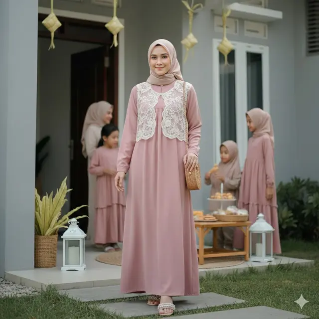 Gamis Rompi Brokat Model Bolero (Gemini AI)