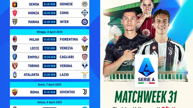 Siaran Langsung Jadwal Serie A 2024/25 di Vidio Akhir Pekan Ini