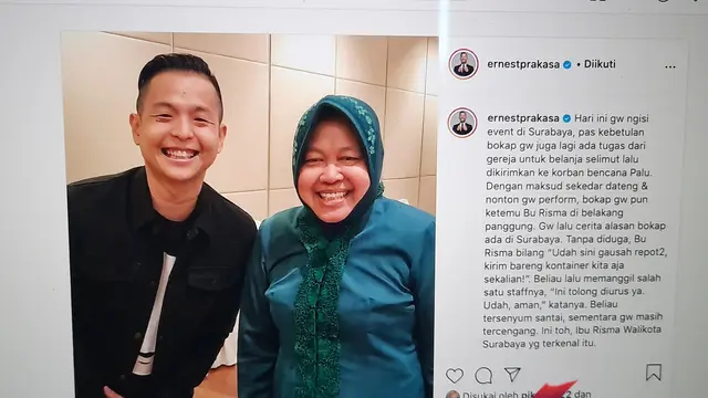 Unggahan Ernest Prakasa. (Foto: Instagram @ernestprakasa)