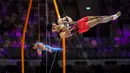 <p>Pesenam putra Indonesia, Satria Tri Wira Yudha beraksi pada nomor senam lantai dalam Kejuaraan Dunia Gimnastik 2025 di Indonesia Arena, Senayan, Jakarta, Senin (20/10/2025). (Bola.com/Bagaskara Lazuardi)</p>