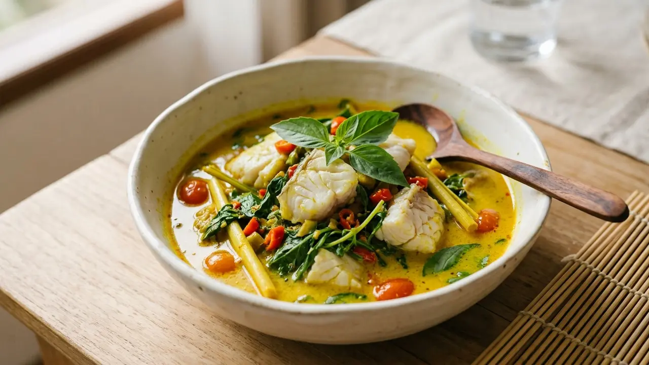 Ilustrasi resep ikan kuah kuning kemangi