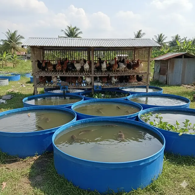 Jenis Ayam dan Ikan yang Cocok untuk Sistem Terpadu Satu Lahan (Foto: Gemini AI)