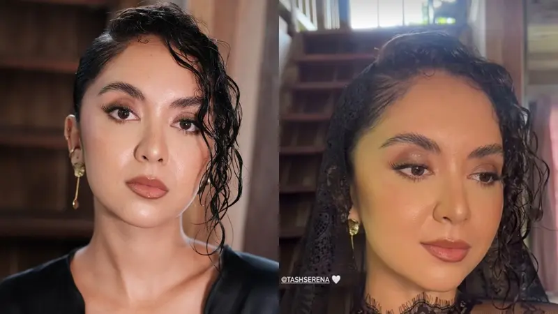 6 Detail Makeup Minimalis Istri Keenan Pearce, Tasha Serena, Tampil Cantik Ekostis yang Ekspos Kulit Tan dan Rambut Keriting