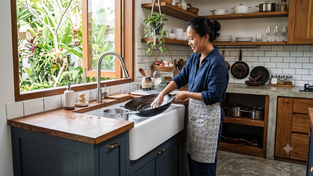 9 Cara Menata Bak Cuci Piring Dekat Kompor agar Air Tidak Mengotori Area Masak
