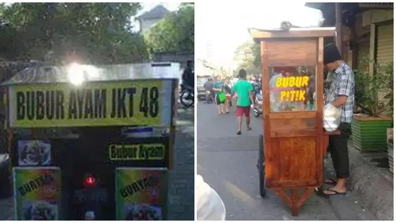 6 Tulisan Nyeleneh di Gerobak Bubur Ayam Ini Bikin Geleng Kepala