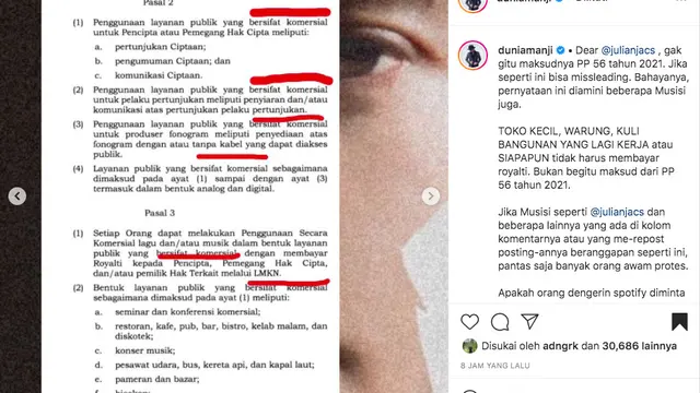 Anji Tanggapi Unggahan Julian Jacon Soal Peraturan Royalti Musik. (instagram.com/duniamanji)