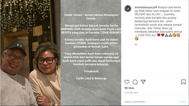 Yopie Latul (Foto: Instagram/@emmatahapary04)