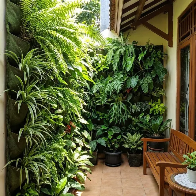 Desain Teras Rumah Kecil Tapi Asri dengan Kebun Vertikal