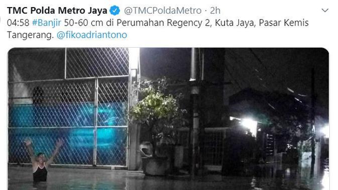 Diguyur Hujan Dini Hari, Tangerang Regency 2 Banjir 60 Cm (Twitter @TMCPoldaMetro)