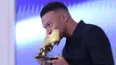 Jumlah gol ini setara dengan 62 poin dalam perhitungan Sepatu Emas Eropa, mengungguli pesaing terdekatnya, Viktor Gyokeres (39 gol di Liga Portugal, 58,5 poin) dan Mohamed Salah (29 gol di Liga Inggris, 58 poin). (AFP/Oscar Del Pozo)