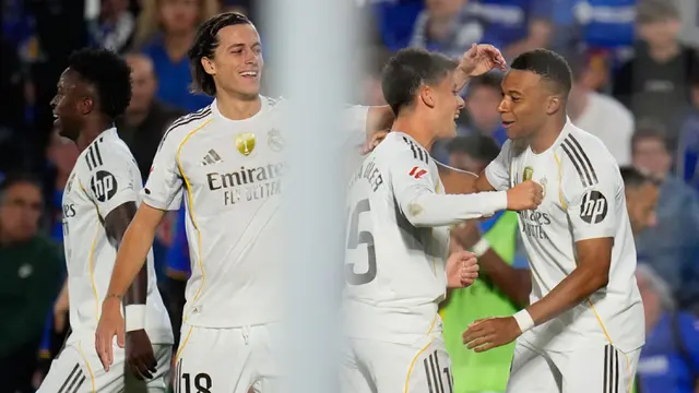 Foto: 2 Pemain Getafe Dapat Kartu Merah, Kylian Mbappe Cetak Gol Penentu Kemenangan