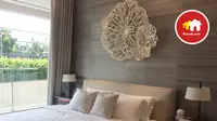 Desain kamar tidur di Apartemen Cluny Residence