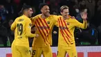 Barcelona memastikan lolos ke babak 16 Besar Liga Europa 2021/2022 usai menang 4-2 atas tuan rumah Napoli di leg kedua babak play-off, Kamis (24/2/2022). Striker anyar asal Arsenal, Pierre-Emerick Aubameyang kembali menyumbang gol dalam laga tersebut. (AFP/Andreas Solaro)