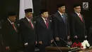 Ketua DPR Setya Novanto bersama para Wakil Ketua DPR pada Sidang Tahunan MPR di kompleks Parlemen, Senayan, Jakarta, Rabu (16/8). Sidang tersebut beragendakan mendengar pidato Presiden Joko Widodo selaku Kepala Negara. (Liputan6.com/Johan Tallo)