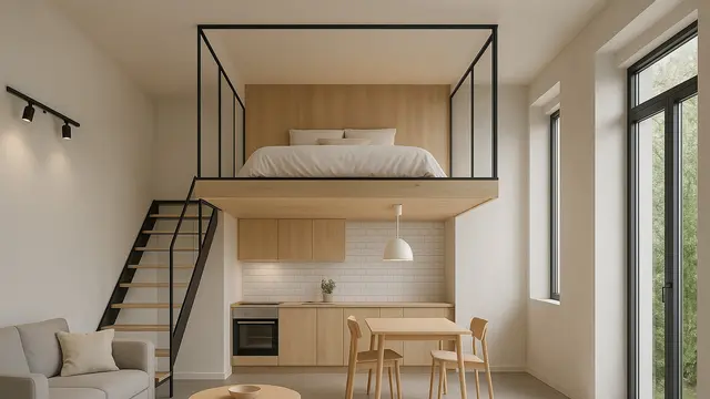 Inspirasi Rumah 4×3 Minimalis Mezzanine Hemat Biaya di 2025/Ilustrasi gambar AI