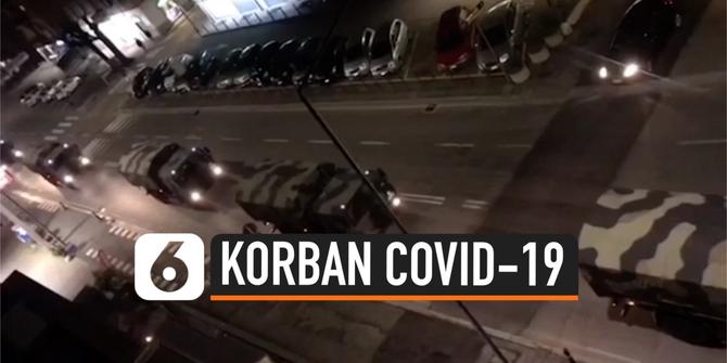 VIDEO: Militer Italia Kerahkan 11 Truk Bawa Peti Mati Berisi Korban Covid-19