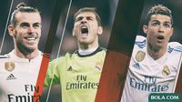 Pemain Real Madrid - Gareth Bale, Iker Casillas, Cristiano Ronaldo (Bola.com/Adreanus Titus)