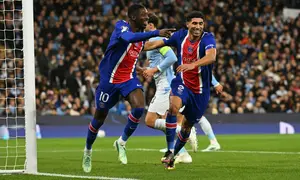 Selebrasi pemain PSG saat mengalahkan Manchester City di Liga Champions (AFP)