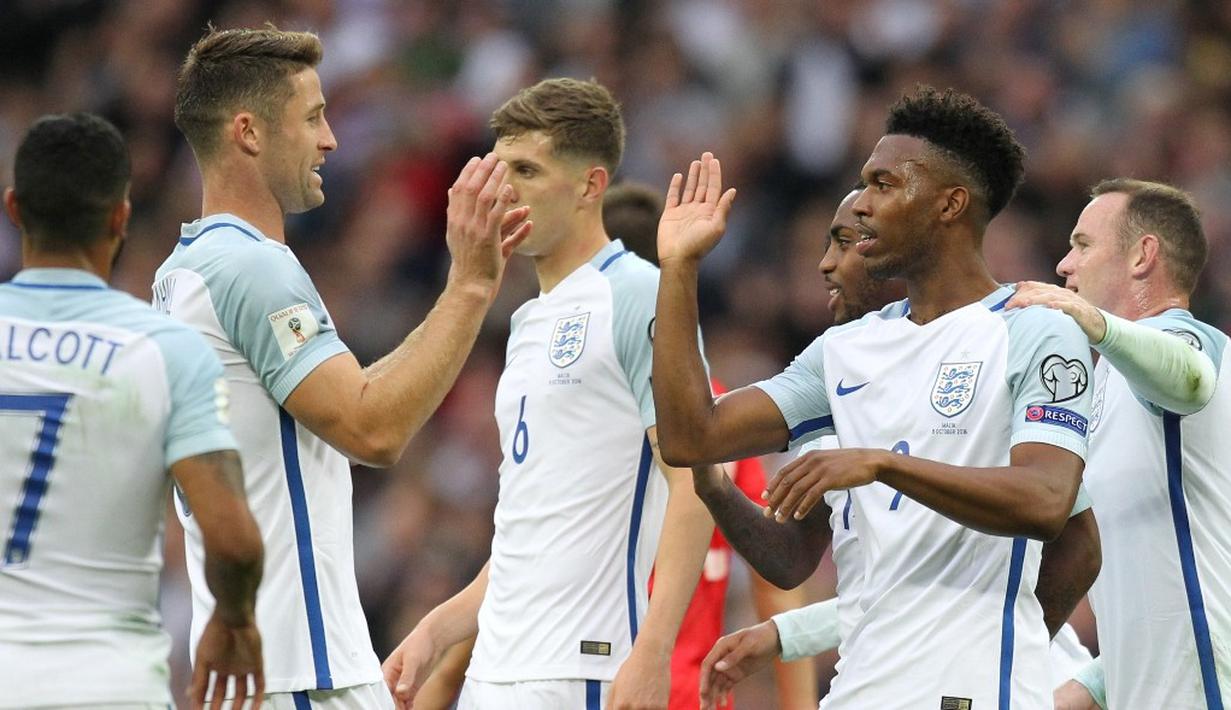  Inggris menang 2-0 atas Malta pada pertandingan Grup F kualifikasi Piala Dunia 2018 zona Eropa di Stadion Wembley, London, Sabtu (8/10/2016). Dua gol Inggris dicetak Daniel Sturridge dan Dele Alli. (AFP/Ian Kington)