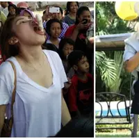 Ayu Ting Ting dan Krisdayanti lomba makan kerupuk. (via Instagram @mom_ayting92_ @krisdayantilemos)