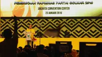 Ketua Umum Partai Golkar versi Munas Bali Aburizal Bakrie membuka Rapimnas Golkar di Jakarta Convention Center, Jakarta, Sabtu (23/1/2016). (Liputan6.com/Helmi Fithriansyah)