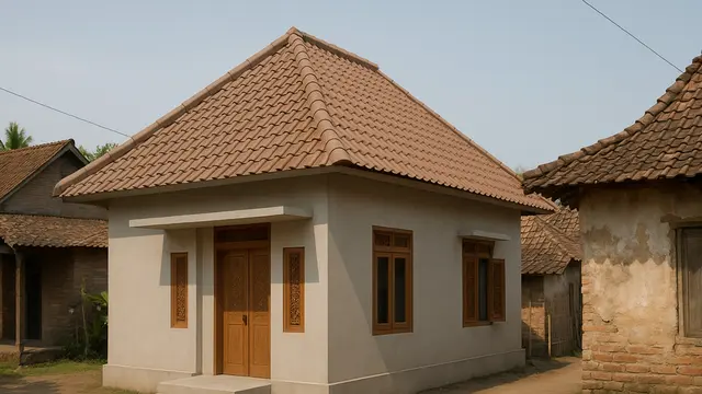 Rumah Beton Minimalis di Tengah Perkampungan Tradisional (Foto: ChatGPT)