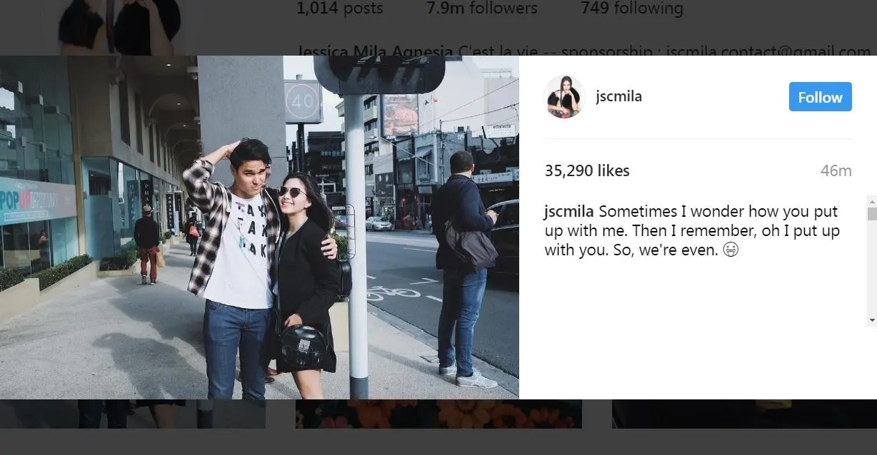 Jessica Mila mengungkap alasan dirinya tahan dengan sang pacar. [foto: instagram/jscmila]